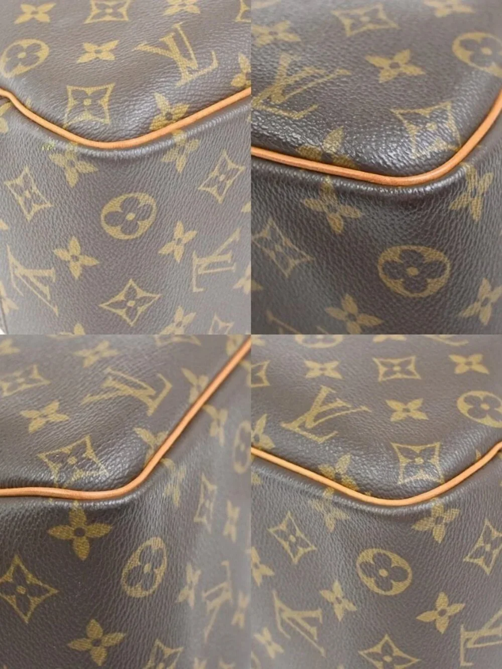 LOUIS VUITTON LV Logo Deauville Hand Bag Monogram Leather Brown